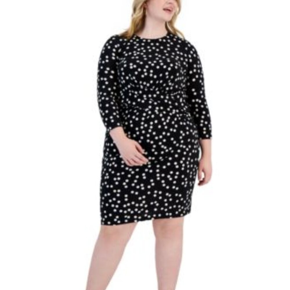 Anne Klein Plus Size Women's Polka Dot 3/4 Sleeve Cocktail and Party Dress